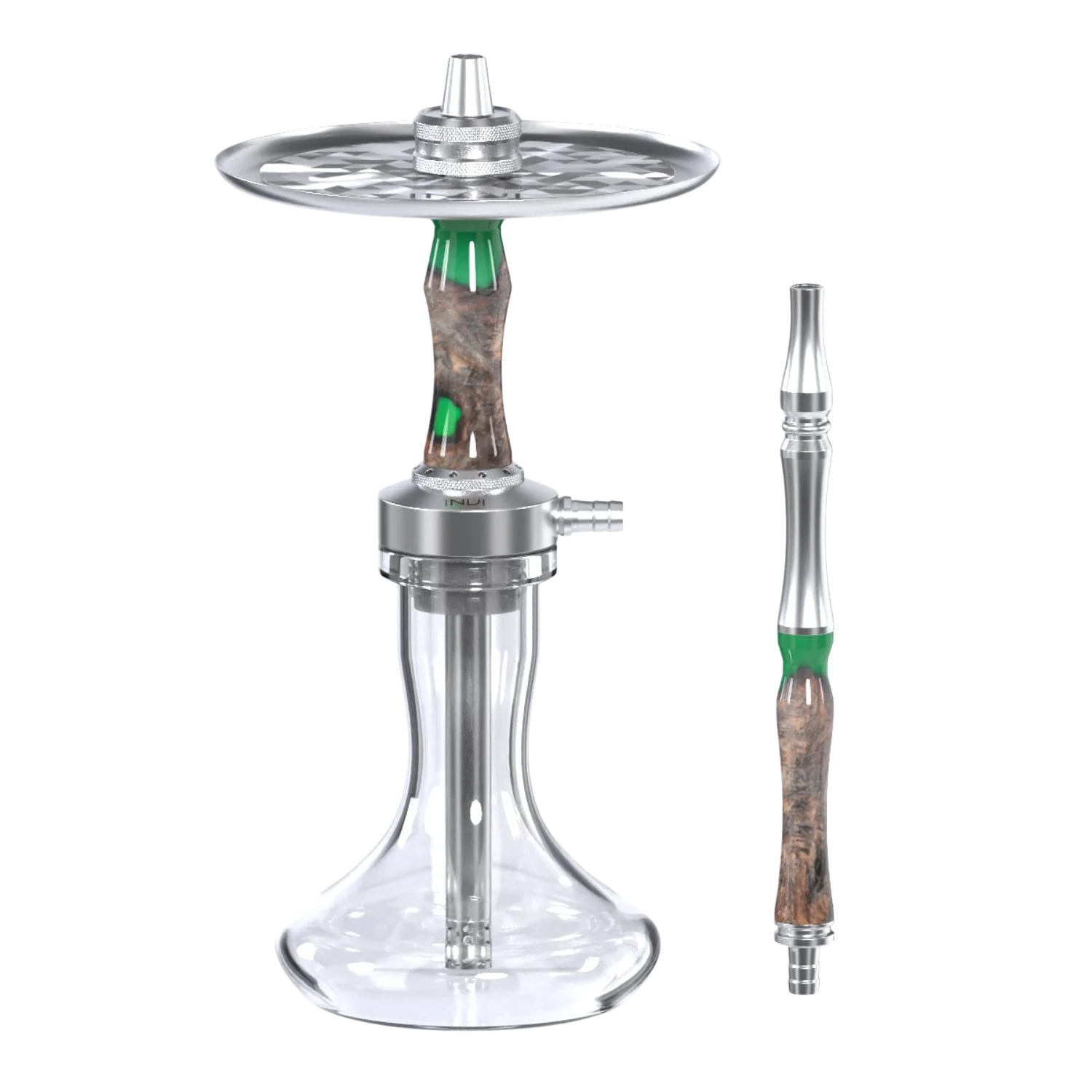 INVI Vertex Edelstahl Wood Edition Grün-Braun Shisha