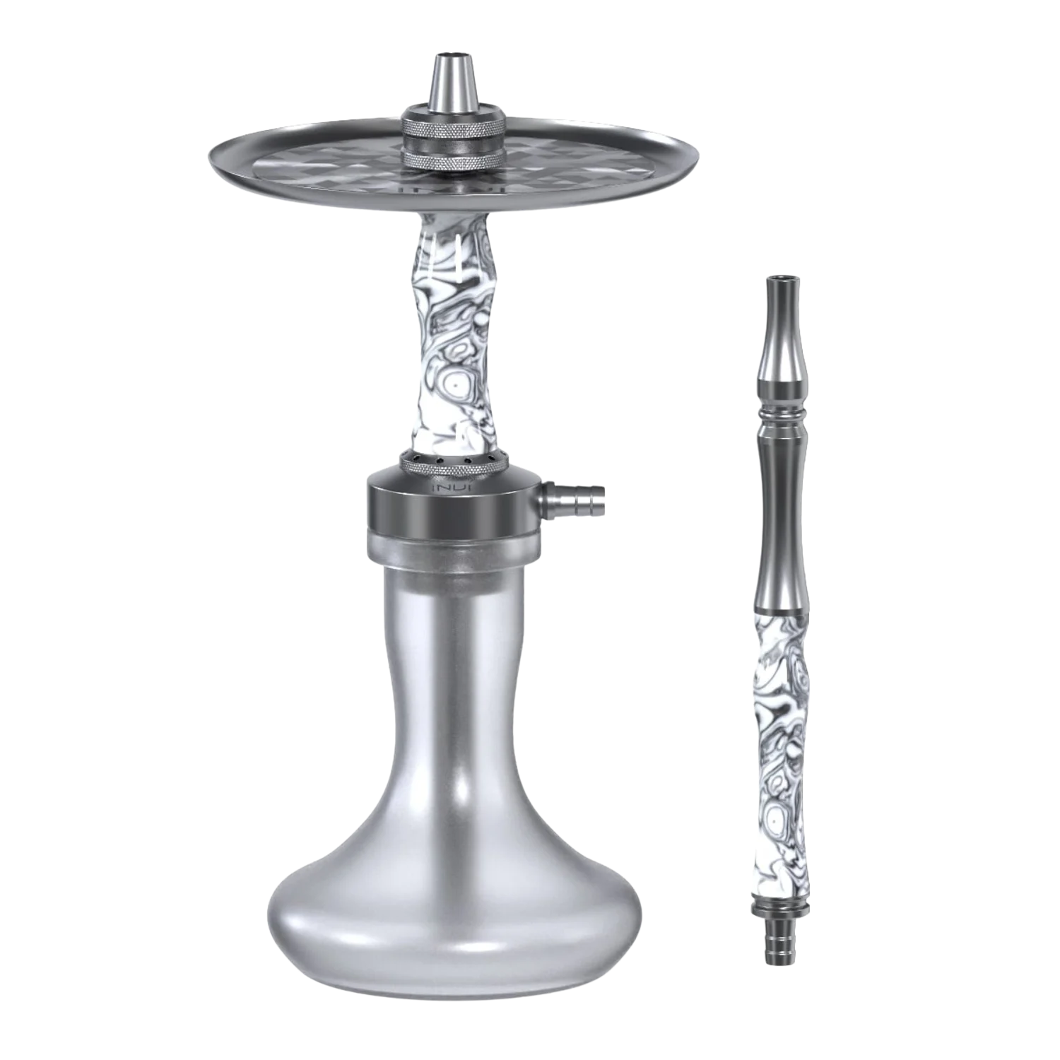INVI Vertex Frosted Edelstahl Gun Metal Schwarz-Weiss Shisha