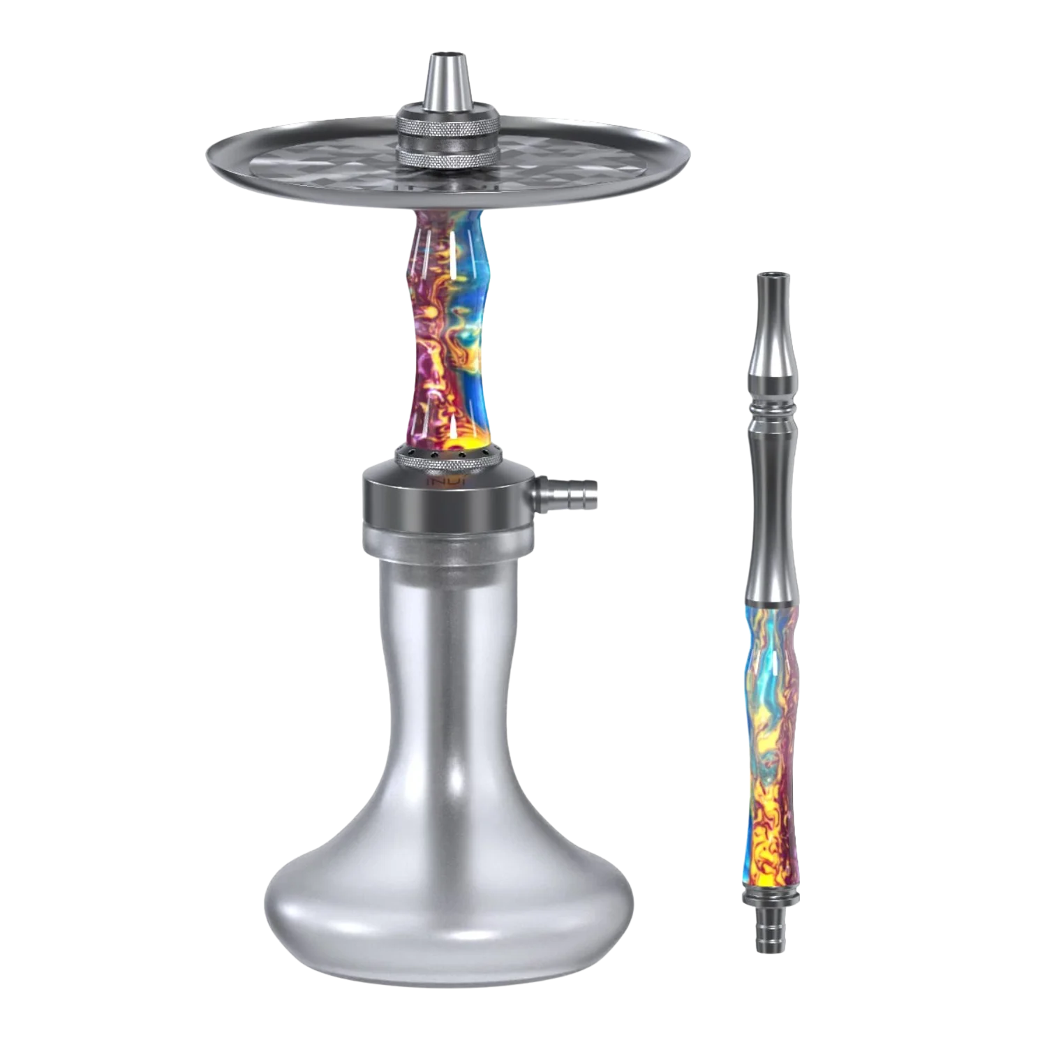 INVI Vertex Frosted Edelstahl Gun Metal Blau-Gelb-Lila Shisha