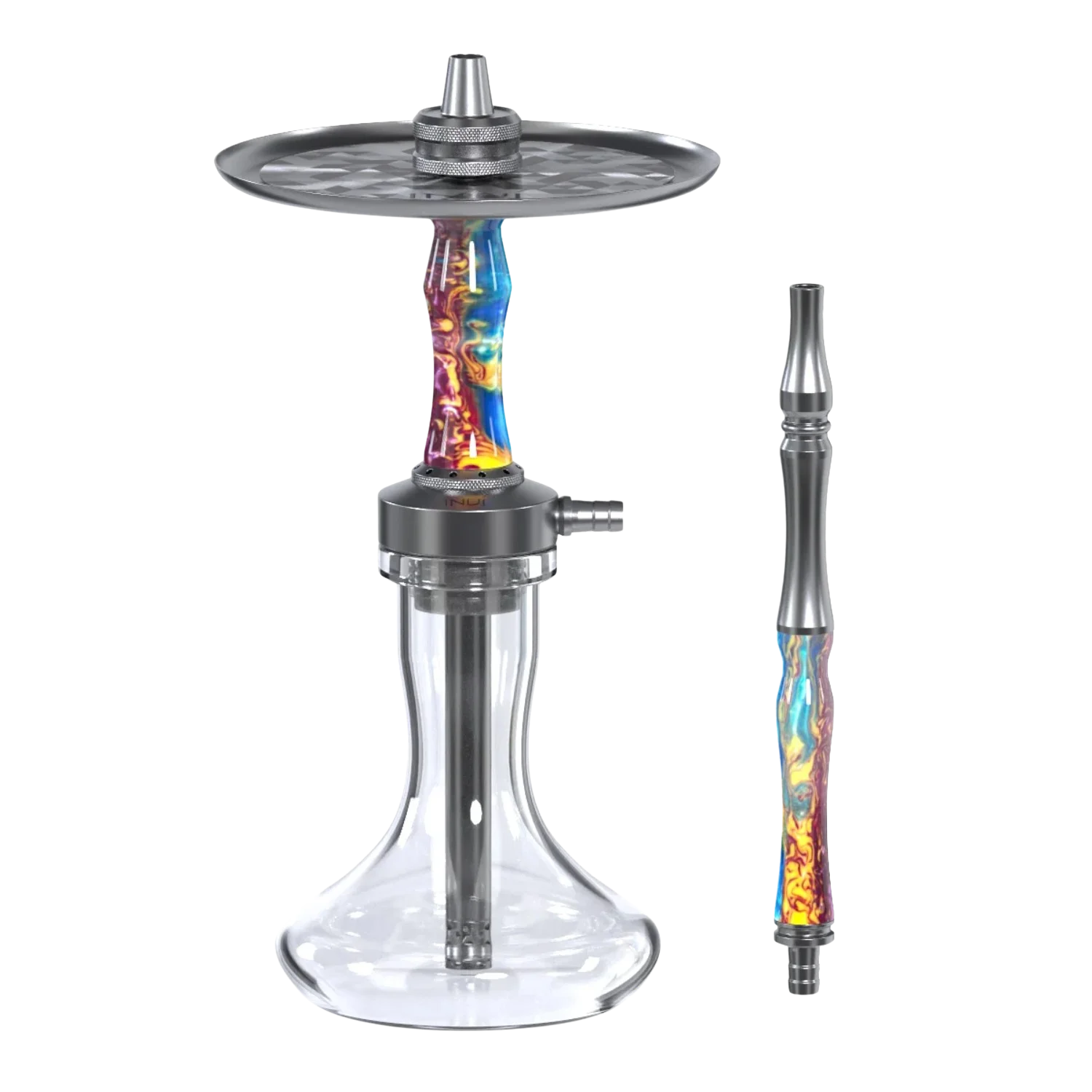INVI Vertex Edelstahl Gun Metal Blau-Gelb-Lila Shisha