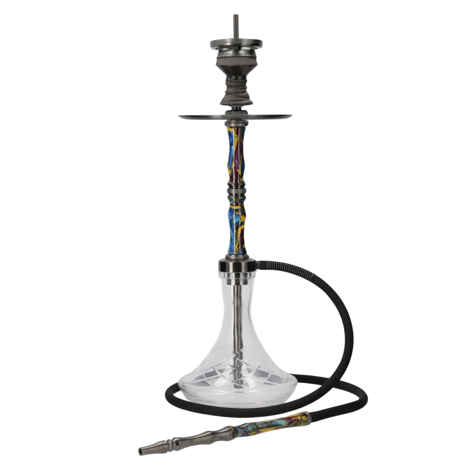 INVI Recursion Handcut Edelstahl Gun Metal Blau-Gelb-Lila Shisha