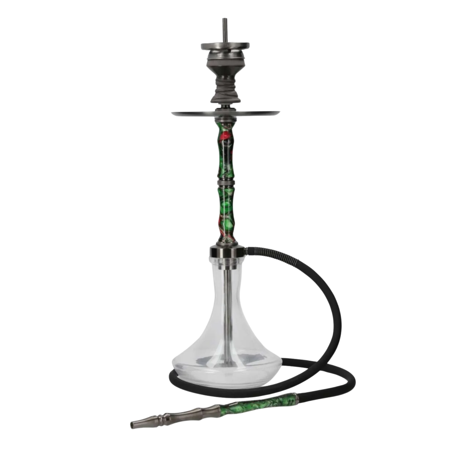 INVI Recursion Clear Edelstahl Gun Metal Grün-Rot Shisha