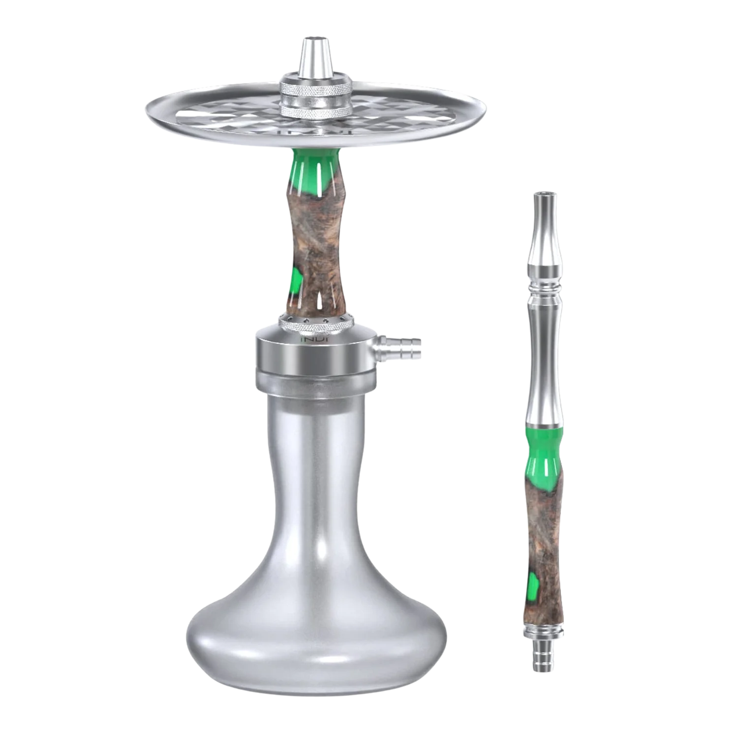 INVI Vertex Frosted Edelstahl Wood Edition Grün-Braun Shisha