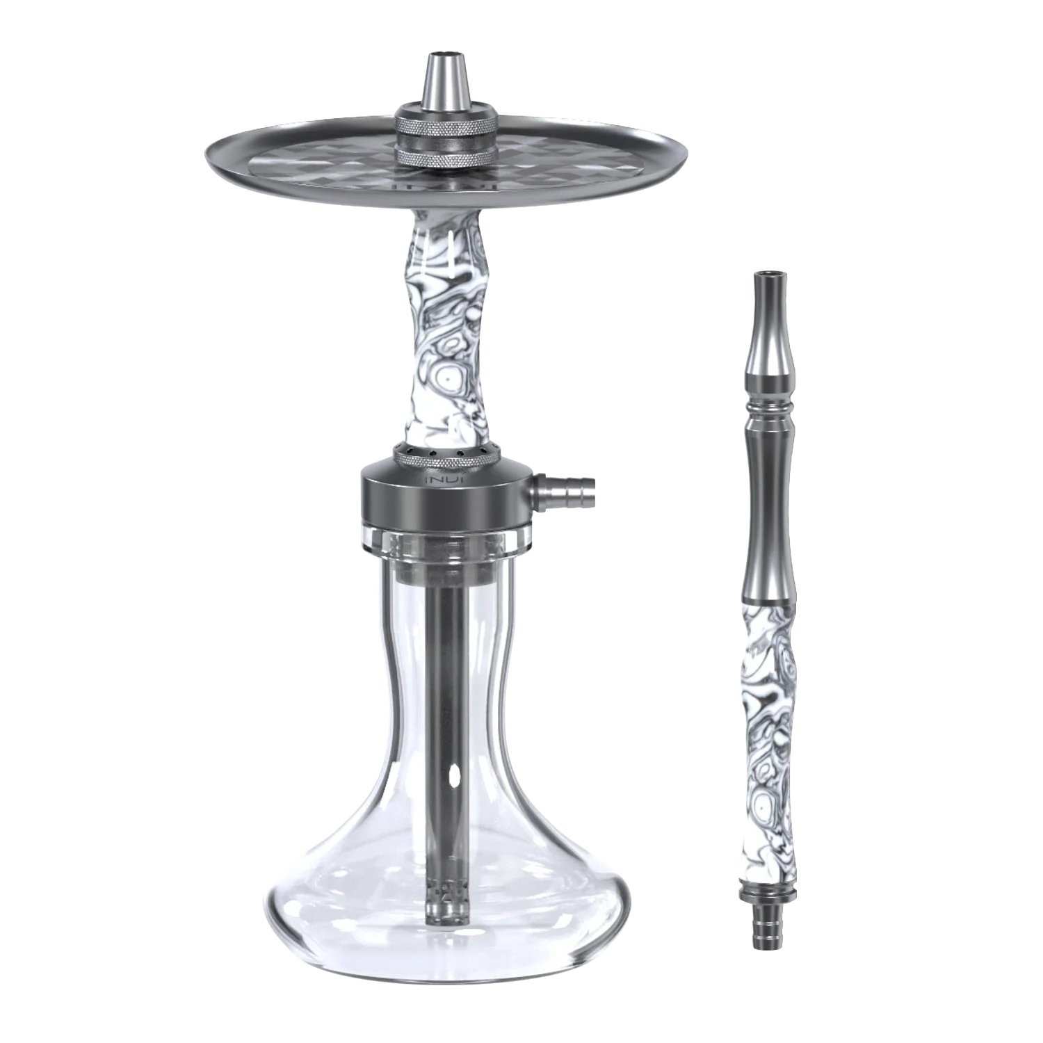 INVI Vertex Edelstahl Gun Metal Schwarz-Weiss Shisha