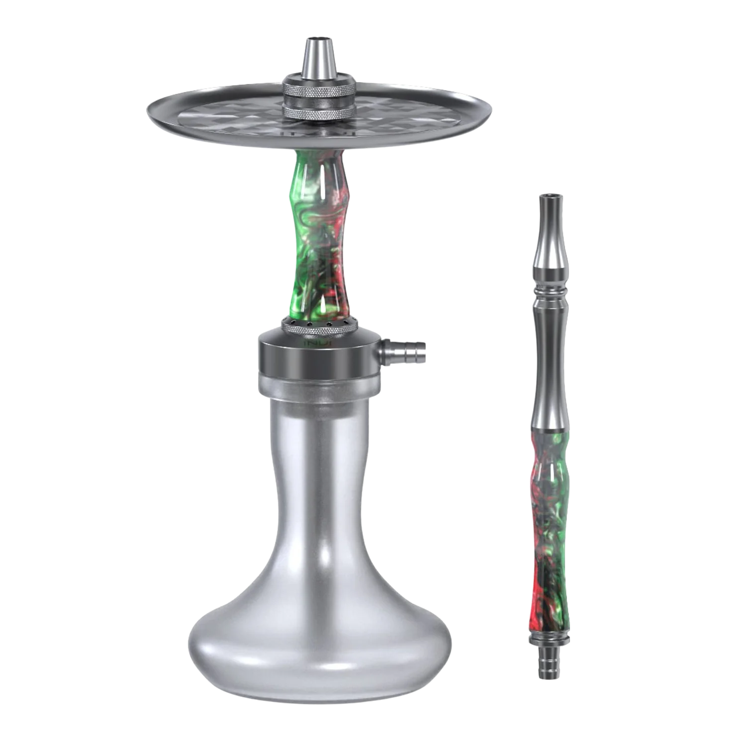 INVI Vertex Frosted Edelstahl Gun Metal Grün-Rot Shisha