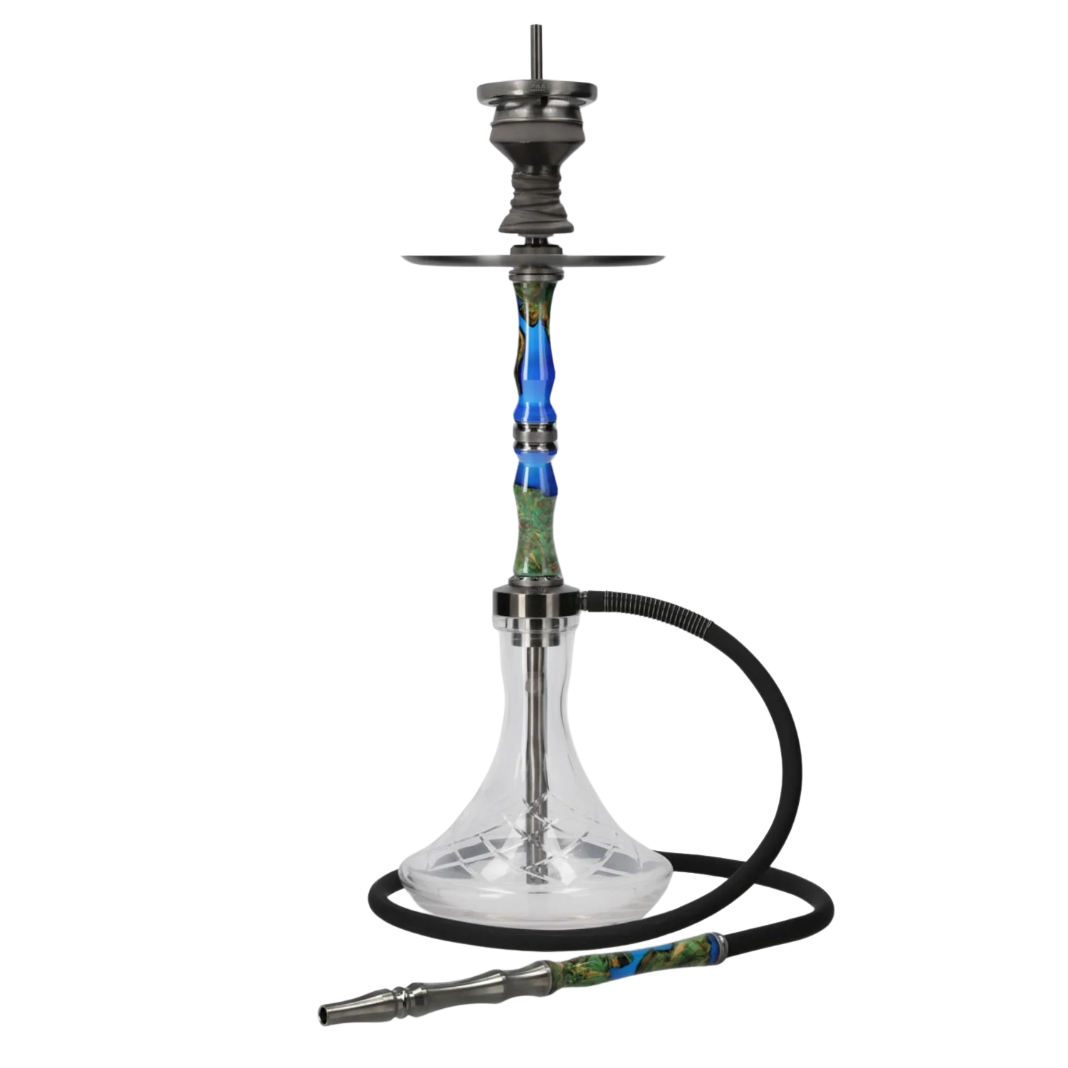 INVI Recursion Handcut Edelstahl Gun Metal Blau-Grün Shisha