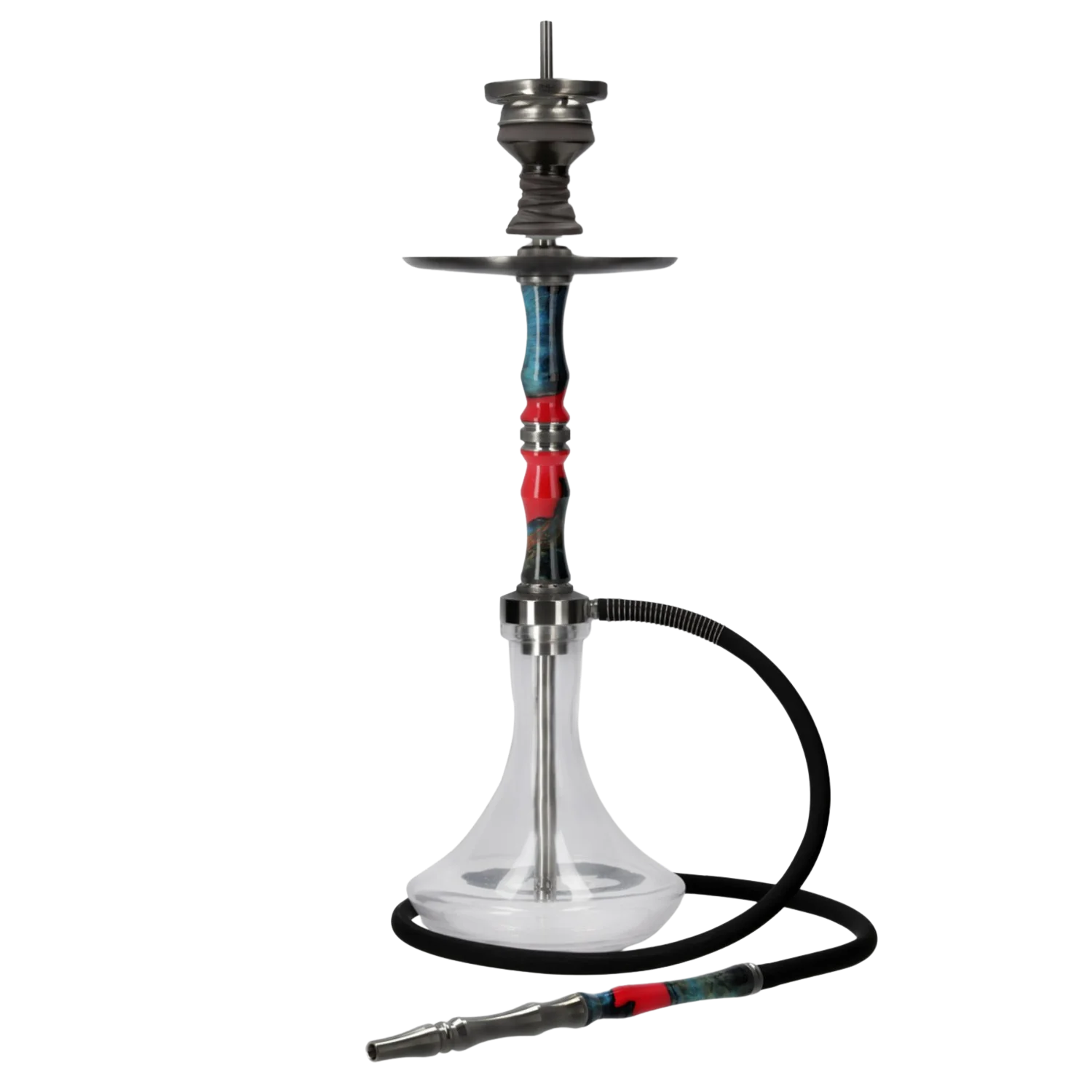 INVI Recursion Clear Edelstahl Gun Metal Rot-Türkis Shisha