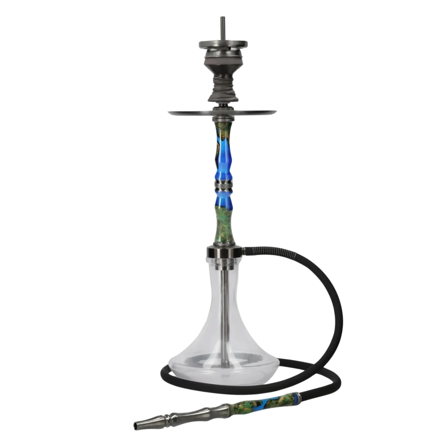 INVI Recursion Clear Edelstahl Gun Metal Blau-Grün Shisha