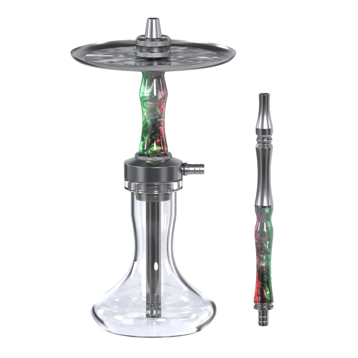 INVI Vertex Edelstahl Gun Metal Grün-Rot Shisha